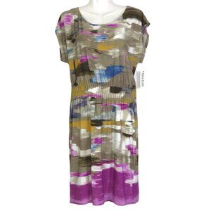 NWT Marvin Richards 10 Dress Elastic Waist Kimono Sleeve Colorful Round Neck